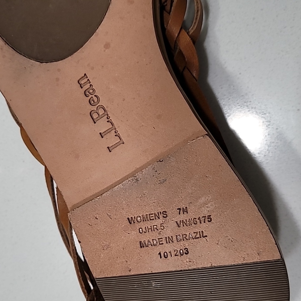 LL Bean Braided Leather Sandals - Tan Juarache Style - Picture 2 of 4
